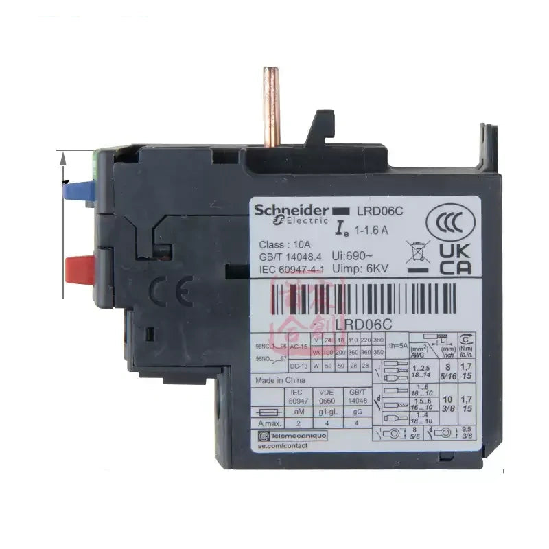 Schneider thermal overload relay, LRD relay, LRD01C, LRD02C, LRD03C, LRD05C, LRD06C, LRD07C, LRD08C, LRD10C, LRD12C, LRD14C, LRD16C, LRD21C, LRD22C, LRD32C, LRD35C, LRD3353C, LRD3355C, LRD3357C, LRD3359C, LRD3361C, LRD3363C, LRD3365C, motor overload protection relay, 3-pole thermal relay, Schneider motor protection relay, for LC1D contactor, 0.1A-80A thermal relay, 690V overload relay, industrial thermal relay