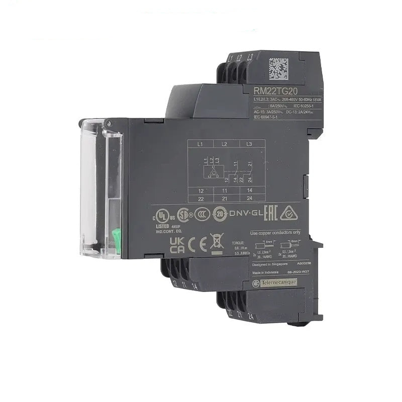 Schneider RM22 Relay, RM22TG20,  DIN Rail Monitoring Relay, Schneider Harmony Control Relay, Motor Protection Relay, Phase Loss Relay