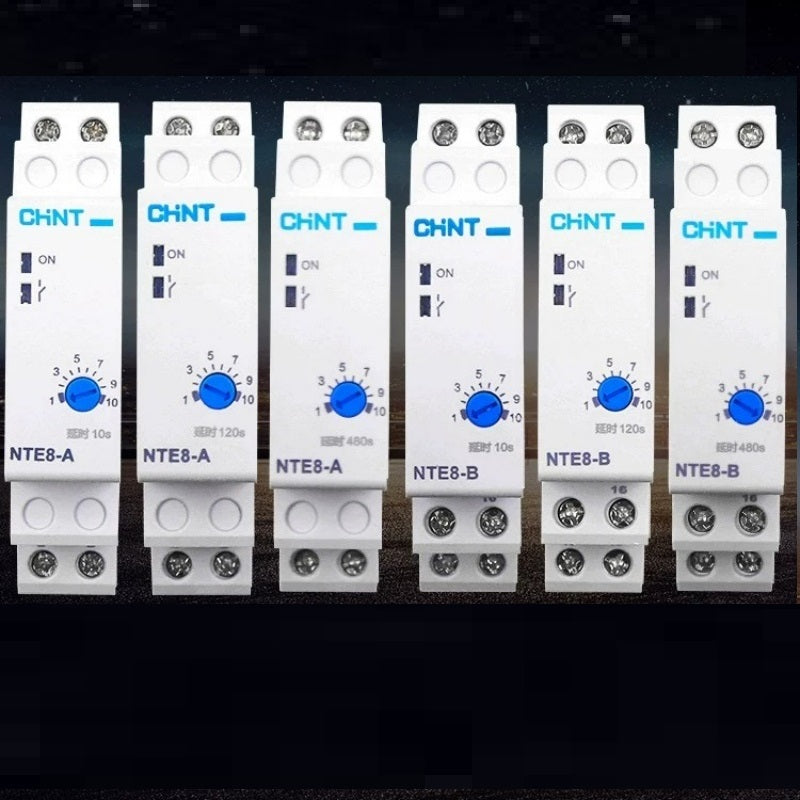 chint nte8 time relay,power on delay timer relay dc24v ac220v,signal break delay relay,din rail mounted adjustable 1s~480s timer,industrial automation timing controller