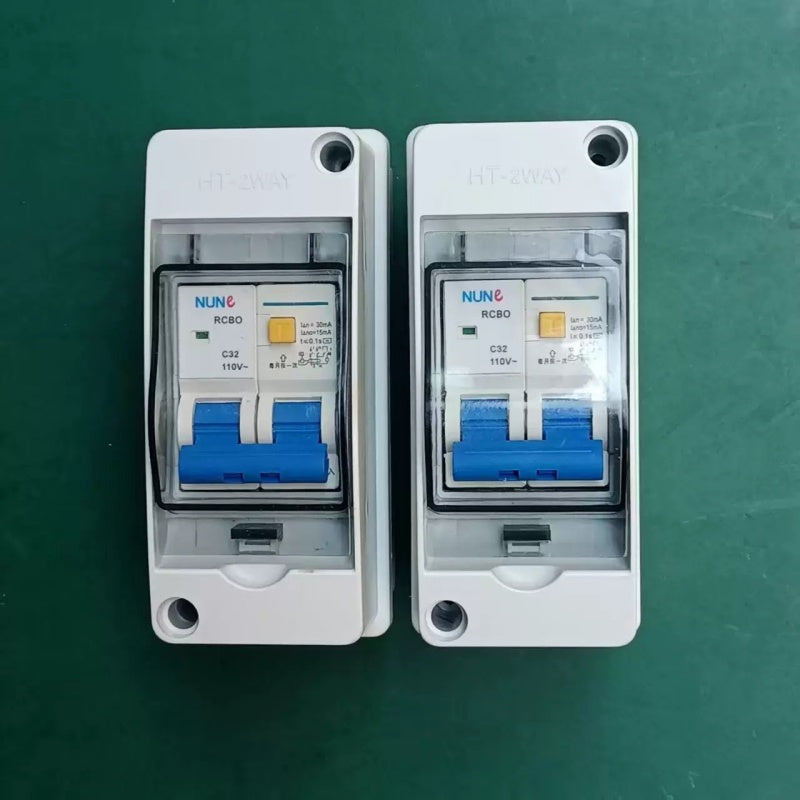 waterproof distribution box,IP65 electrical box,120V RCCB panel,US residential outdoor panel,RCCB 30mA breaker,surface mount breaker enclosure