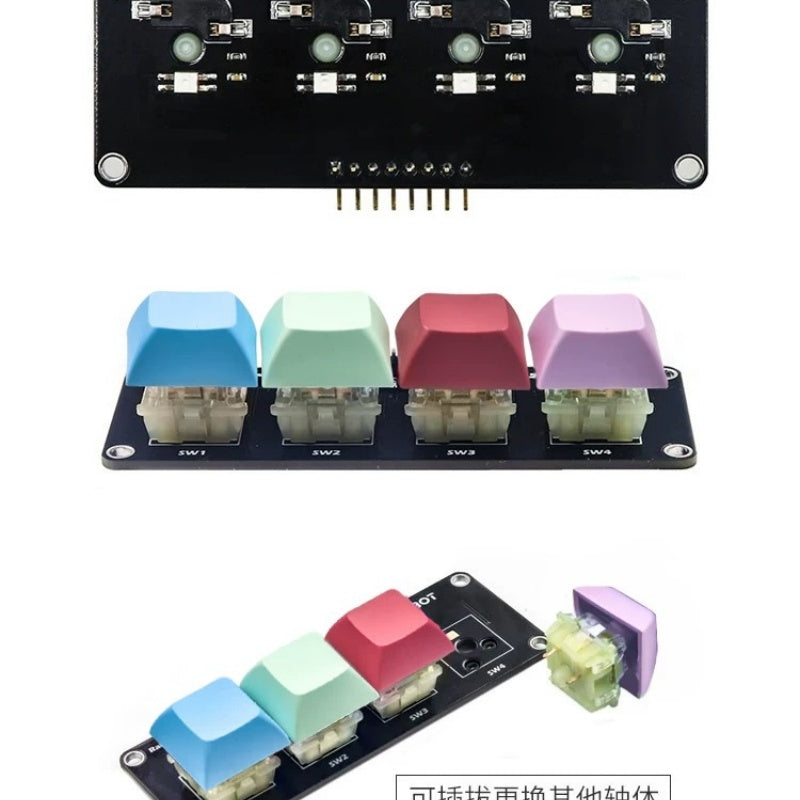 YwRobot 4 Keys RGB Mechanical Keyboard Module, Cherry MX Blue Switch, SK6812 Arduino Button LED