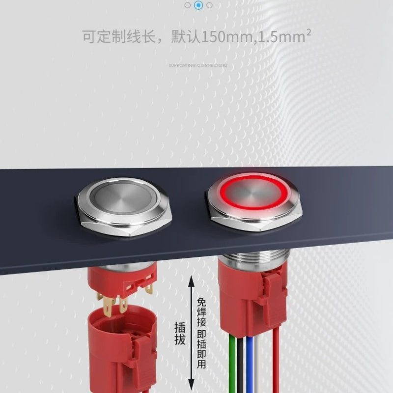 IP66 Waterproof LED Metal Push Button Switch, Latching / Momentary, Start Stop Power Button, 16mm 19mm 22mm, Custom Symbol