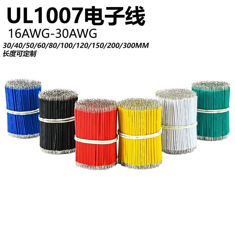 UL1007 jumper wire,pre cut jumper wire,double end tinned wire,1000pcs wire pack,tinned copper short wire,16AWG‑30AWG jumper,30mm 40mm 50mm 60mm wire,pre‑stripped wire,pcb jumper wire,led jumper wire,rohs lead‑free wire,pvc hook‑up wire,electronic short wire,automotive jumper wire,lighting fixture wire,electronic internal wiring
