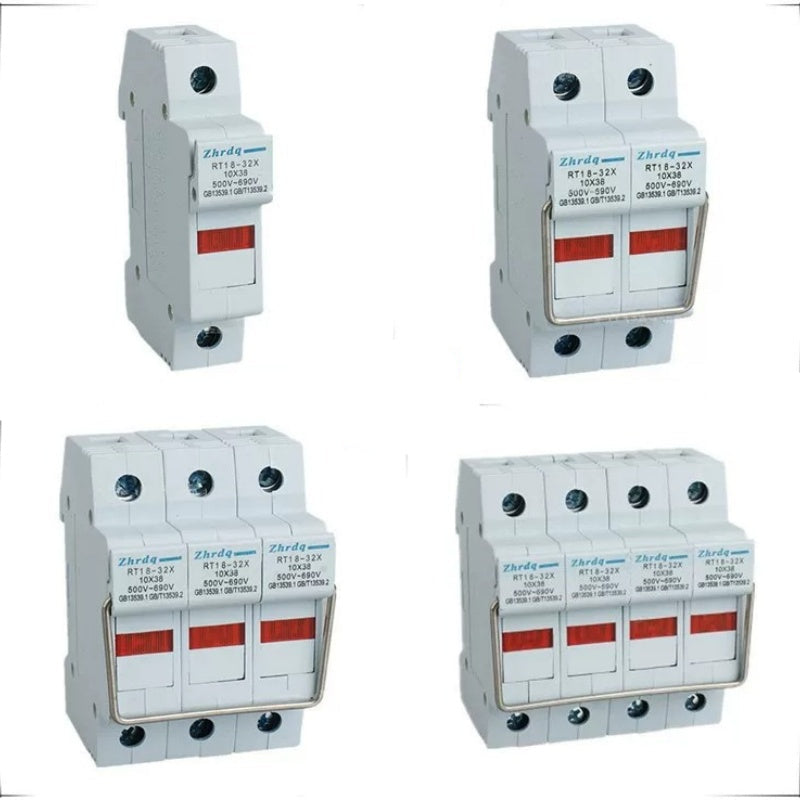 rt18‑32x fuse holder,10x38mm fuse base,din rail fuse holder,32a fuse holder,rt18‑32 fuse socket,1p 2p 3p 4p fuse holder,690v cartridge fuse base,industrial fuse holder,control cabinet fuse base,overcurrent protection base