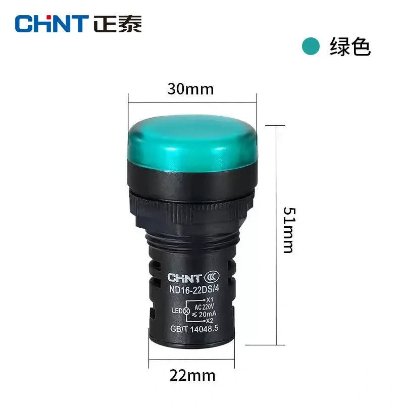 chint nd16-22ds GREEN led indicator light,22mm panel pilot lamp