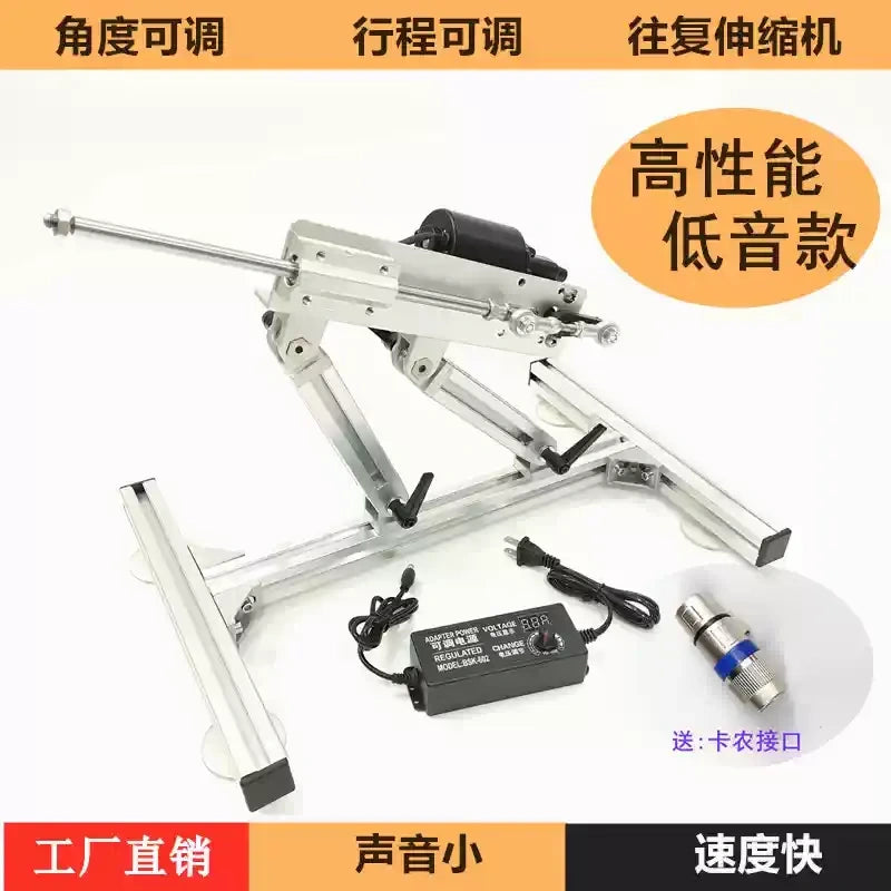 linear reciprocating actuator,linear push rod,silent linear motor,20-300rpm actuator,adjustable stroke actuator,XLR connector linear motor,aluminum alloy bracket,single column bracket,dual column bracket,suction cup mount bracket,diy automation actuator,reciprocating machine
