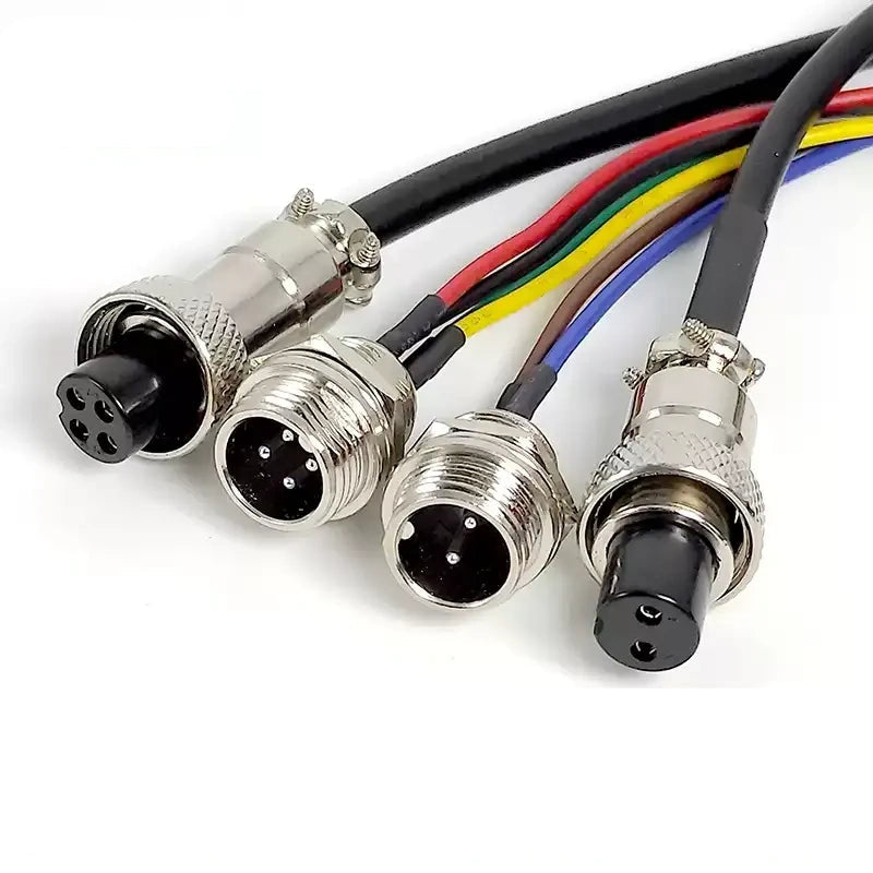 GX12 aviation plug cable, GX12 pre-wired connector, round aviation connector wire, male female aviation extension cord, 2/3/4/5/6/7 pin GX12 cable, panel mount GX12 connector, industrial aviation cable, sensor power cord, GX12 soldered wire, locking aviation plug