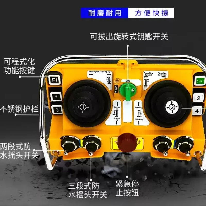 F24-60 5 Speed Joystick Industrial Crane Remote With Emergency Stop & Safety Key