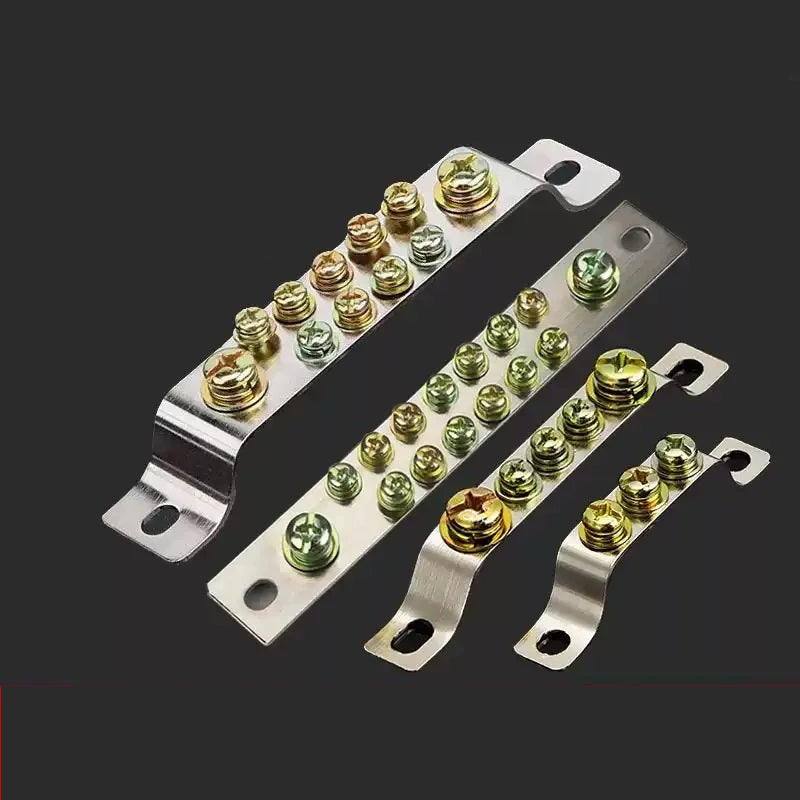 terminal block,ground bar,neutral zero bar,brass bus bar,copper terminal bar,single double row terminal block,zero earth bar,distribution cabinet terminal block,high current copper bar,electrical cabinet wiring terminal,earth neutral busbar