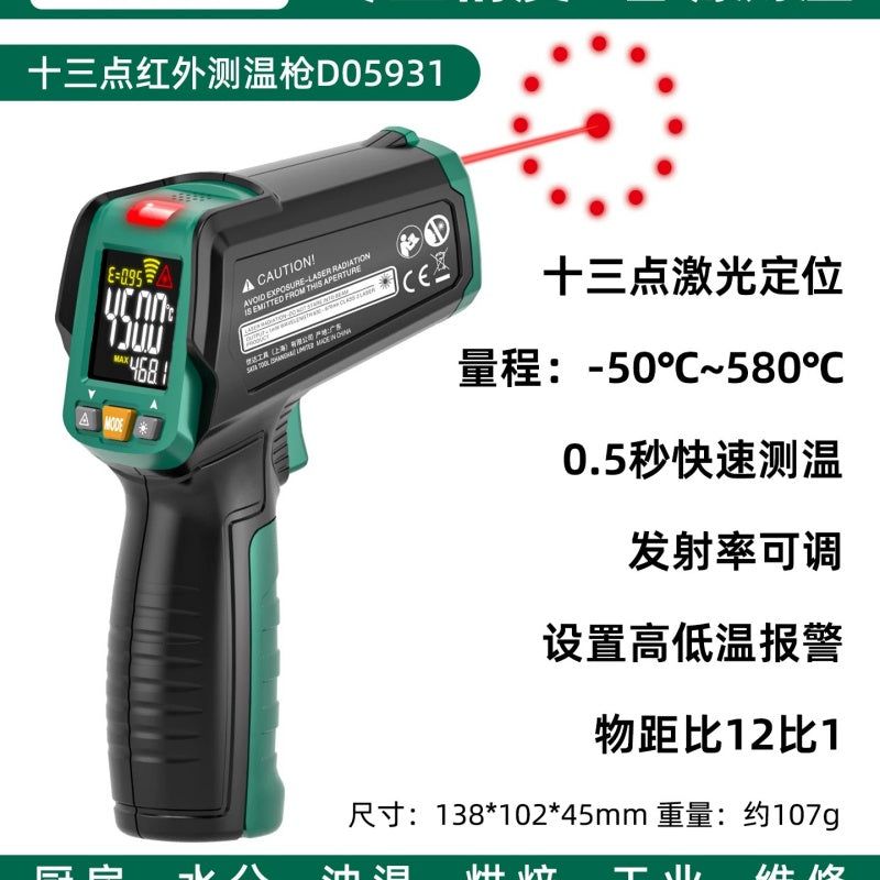 infrared thermometer,temperature gun,sata thermometer,d05931,d05932,industrial thermometer,non‑contact temp meter,laser temperature gun,adjustable emissivity,13‑point laser,color screen thermometer,high low temp alarm,12:1 distance spot ratio,kitchen baking thermometer,oil temperature test,water temp gauge,automotive engine temp tester,circuit inspection tool,contact temperature probe,handheld temperature measuring tool