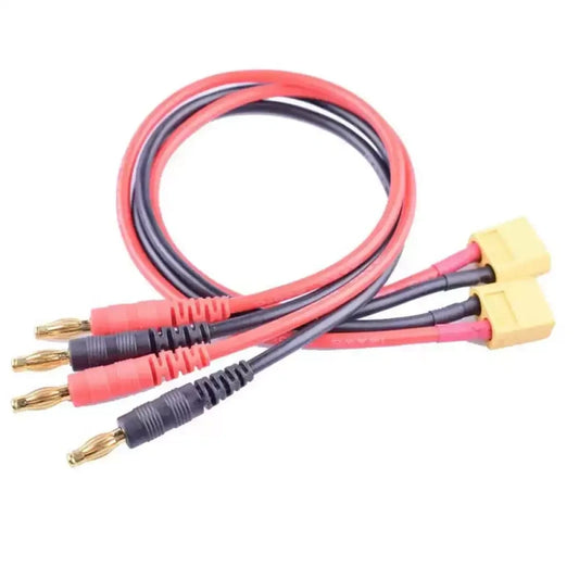 XT60 to banana cable, B6 B6AC charger cable, RC LiPo charging wire, 4.0mm banana plug, 12AWG silicone wire, 14AWG 16AWG, XT60 male, drone battery cable, RC model accessory