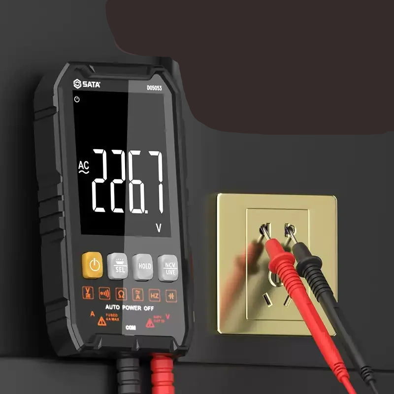 digital multimeter,SATA multimeter,D05054,D05053,auto‑ranging multimeter,portable multimeter,anti‑burn multimeter,NCV voltage tester,live neutral line detector,electrician tool,multimeter for repair,voltage current resistance tester,diode capacitance meter,hand‑held multimeter,electrical maintenance tool