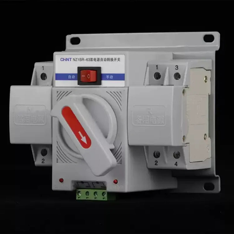 ats transfer switch,dual power automatic changeover switch,automatic mains backup switch,2p cb class ats switch,ac220v power switch,10a~63a dual power transfer,home generator auto transfer switch,solar power changeover breaker,overload undervoltage protected ats