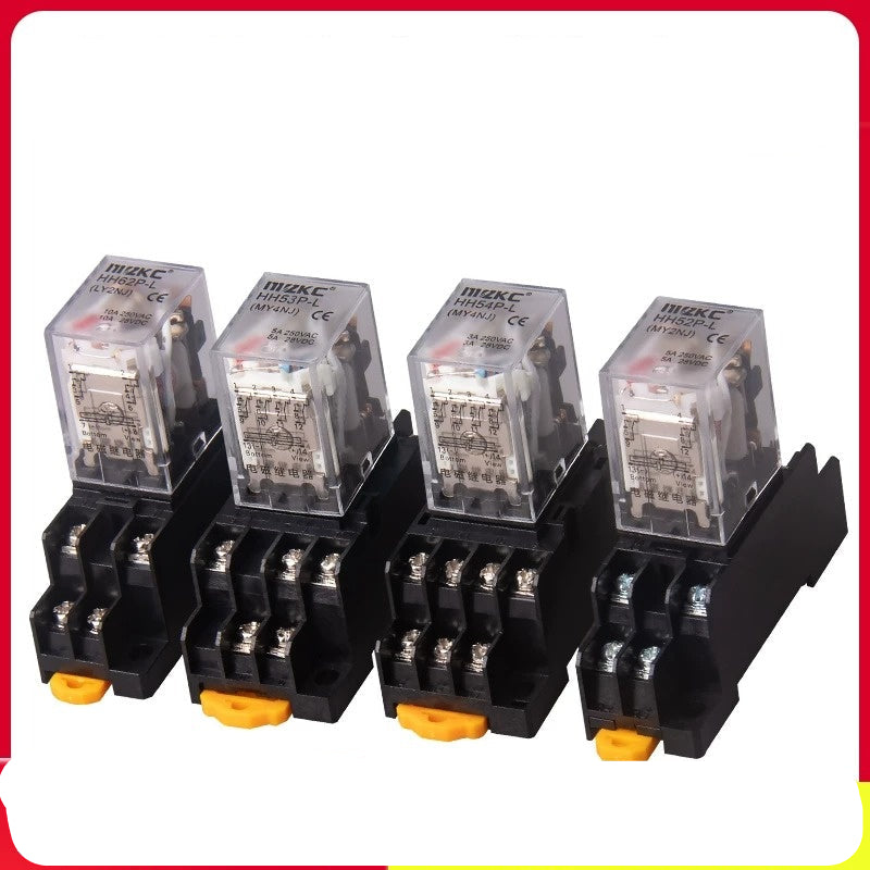 HH52P relay, HH53P relay, HH54P relay, HH62P relay, HH63P relay, HH64P relay, MY2NJ relay, MY3NJ relay, MY4NJ relay, LY3NJ relay, JQX-13F relay, intermediate relay, miniature electromagnetic relay, relay with LED indicator, silver alloy contact relay, full copper coil relay, 5A relay,10A relay, DIN rail relay, industrial control relay