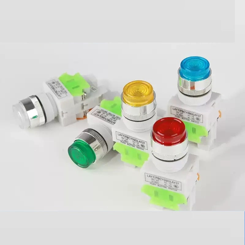 LAY37-11DN, 22mm push button switch, 10A 440V AC switch, latching push button, momentary push button, push button with LED, industrial control switch, panel mount switch, 1NO1NC switch, lay37 series