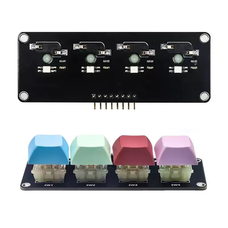 YwRobot 4 Keys RGB Mechanical Keyboard Module, Cherry MX Blue Switch, SK6812 Arduino Button LED