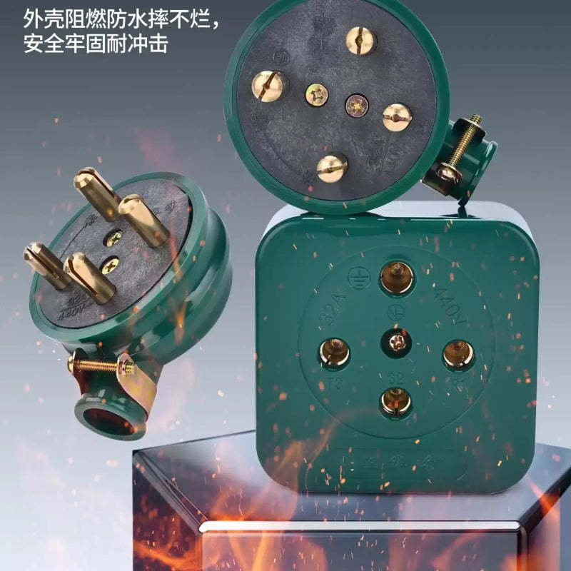 3‑Phase 4‑Wire Industrial Plug Socket 16A/25A/32A/60A 440V Waterproof Power Connector