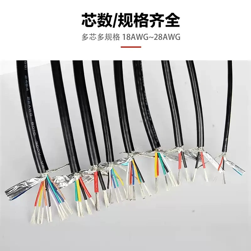 1M UL2464 Multi-Core Double Shielded Cable 2/3/4/5/6/7/8/9/10/12 Core 14AWG~28AWG Tinned Copper Wire
