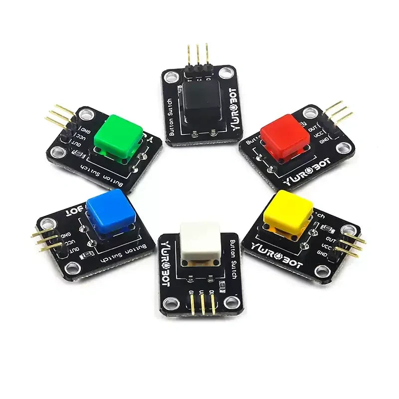 Single Push Button Arduino Module, Round / Square Cap, Anti-reverse Connector / Pin Header, 5V Input Button Sensor