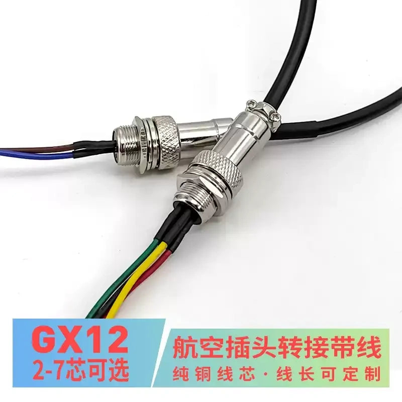GX12 Aviation Plug Cable, Male Female Pre-wired Connector, 2/3/4/5/6/7 Pin Soldered Extension Power Cord