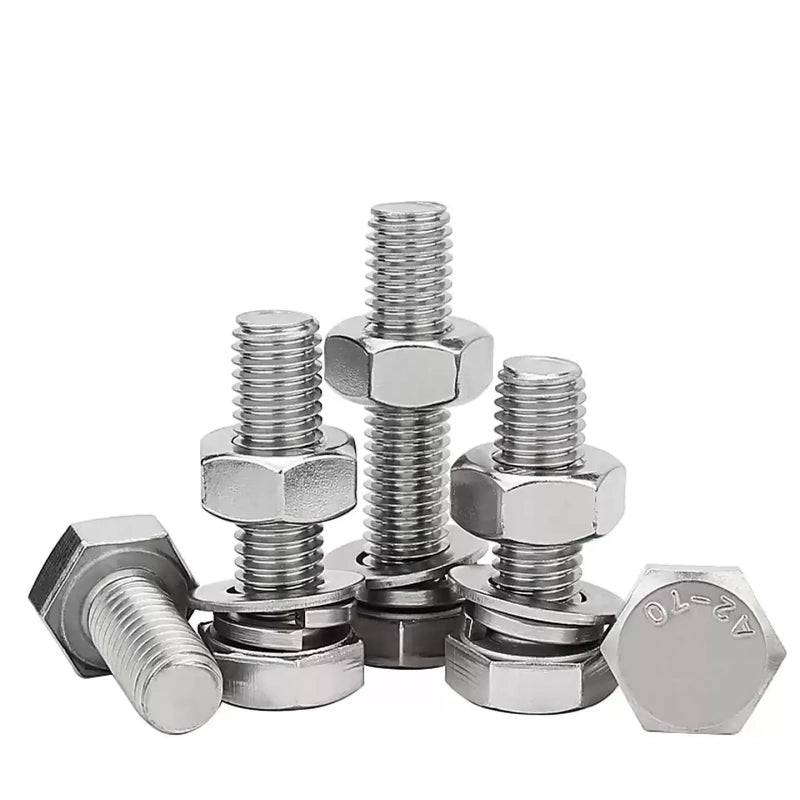 hex head bolt nut set, 304 stainless steel hex bolt, hexagon screw assortment kit, stainless steel fastener set, nut bolt washer combo, extra long hex bolt, machine assembly fasteners,
304 stainless steel external hex bolt matching nut washer kit, full size hexagon screw set, anti-rust industrial bolt set, mechanical equipment fixing fasteners, construction stainless steel bolts, long hex head machine screws,
m3 stainless hex bolt set, m4 nut bolt washer kit, 