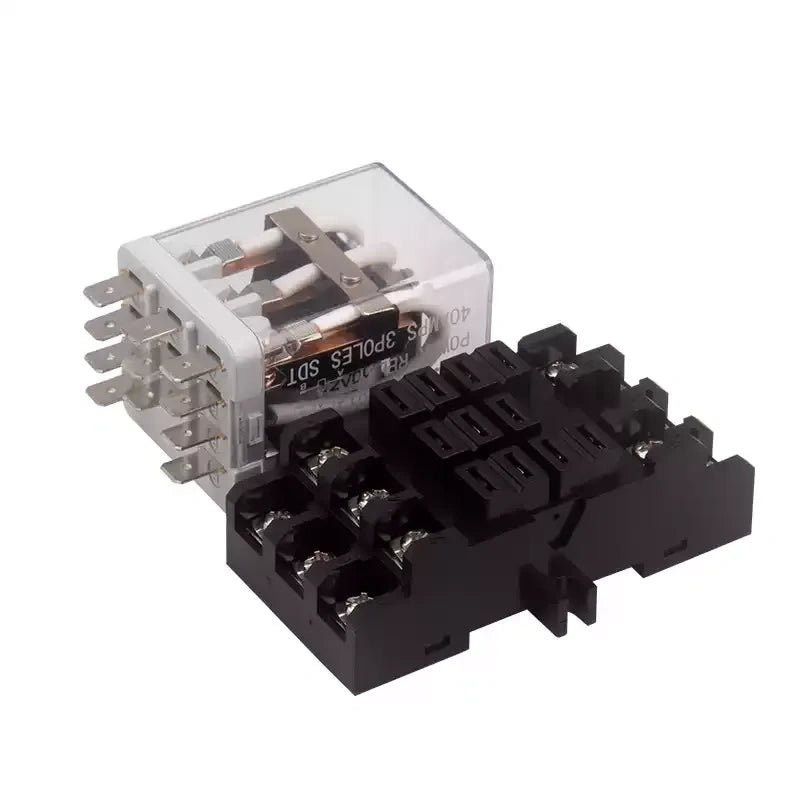JQX-38F High Power 40A Electromagnetic Intermediate Relay 8Pin 11Pin, With/Without Base, AC220V DC12V DC24V DC48V