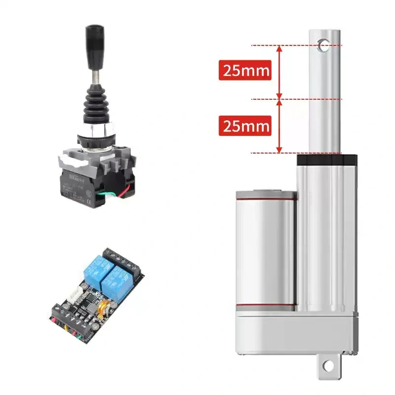 3-Stage DC Linear Actuator 12V 24V, Silent Electric Telescopic Rod, Reciprocating Lifting Motor with Button / Joystick Control