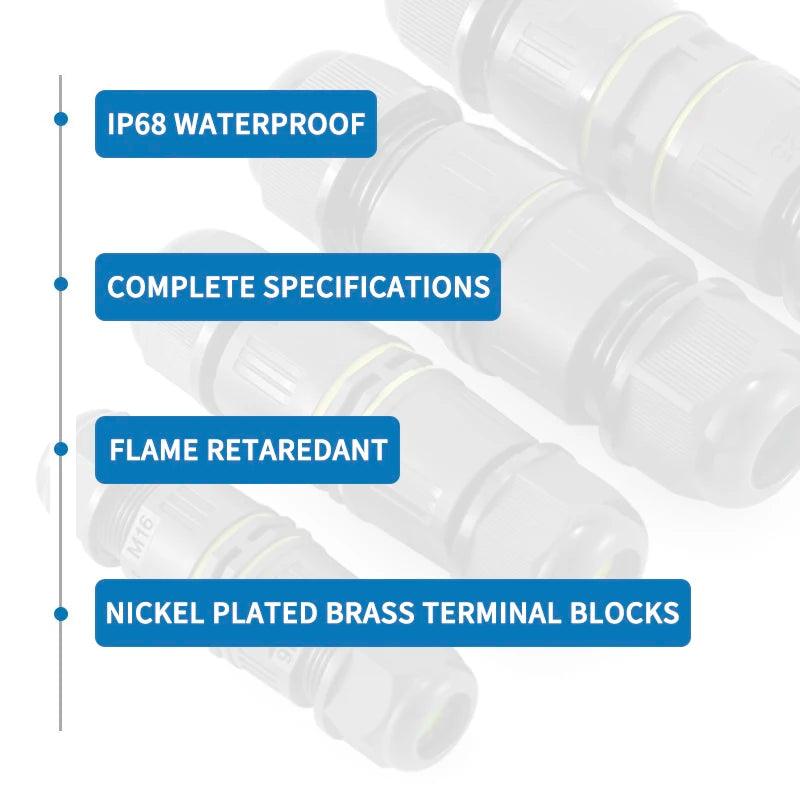 IP68 M20 Waterproof Cable Connector 2/3/4/5/6 Pin Screw Wiring Terminal Wire Connectors for Electrical Light Junction Box - electrical center b2c,6 pin wire connector
