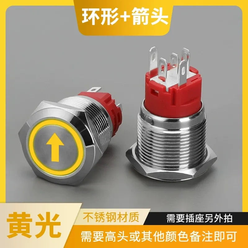 IP66 Waterproof LED Metal Push Button Switch, Latching / Momentary, Start Stop Power Button, 16mm 19mm 22mm, Custom Symbol