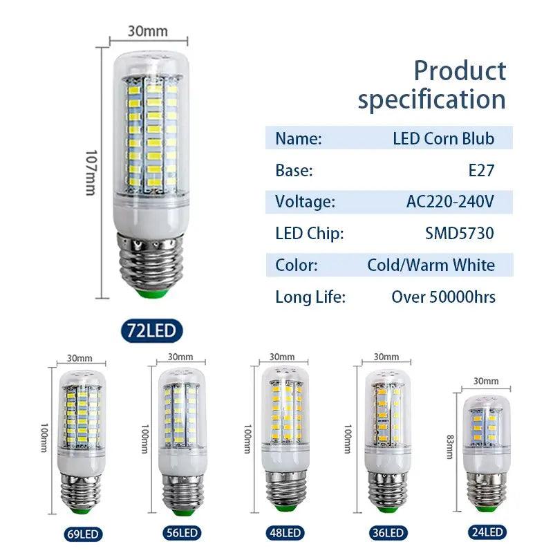 LATTUSO- 10pcs/lot LED Bulb Lamp E27 E14/ 24-72Leds  Light Bulbs optional - electrical center b2c