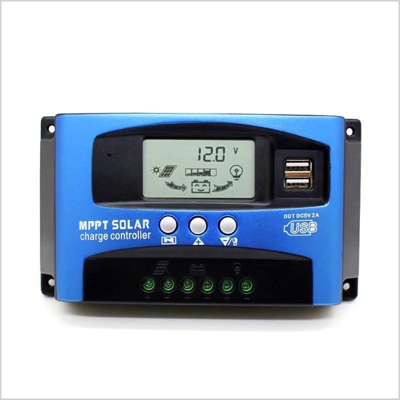 MPPT Solar Charge Controller Dual USB LCD Auto Solar Cell Panel Charger Regulator MPPT 60A 30A 40A 50A 100A 12V/24V Auto Adapt