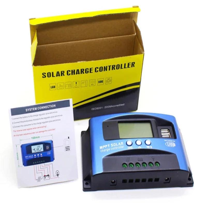 MPPT Solar Charge Controller Dual USB LCD Auto Solar Cell Panel Charger Regulator MPPT 60A 30A 40A 50A 100A 12V/24V Auto Adapt