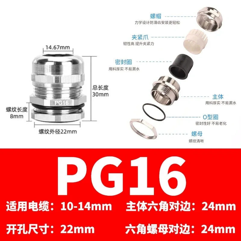 ip68 cable gland,brass cable gland,nickel plated cable gland, pg16 cable gland