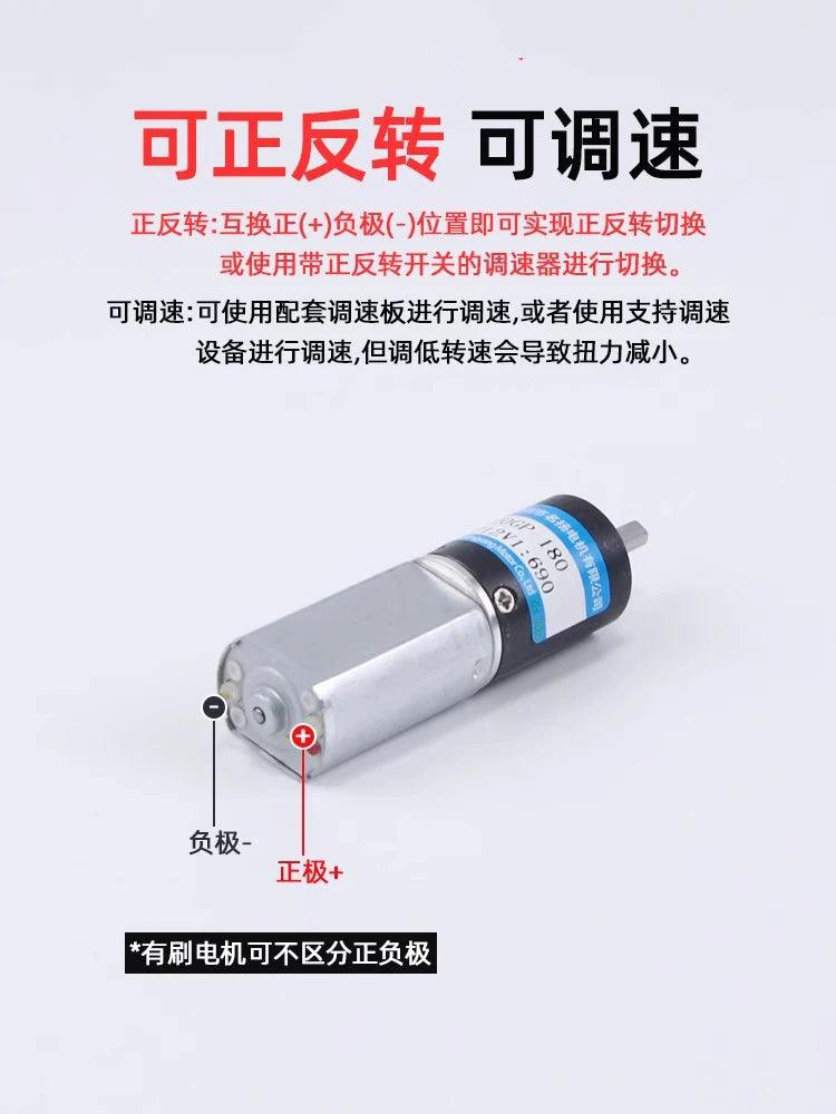 Planetary Gear DC Reduction Motor 12V 6V Mini 180 Motor 20mm Adjustable Low Speed 6RPM-1830RPM PWM Micro Motor All Metal Gearbox