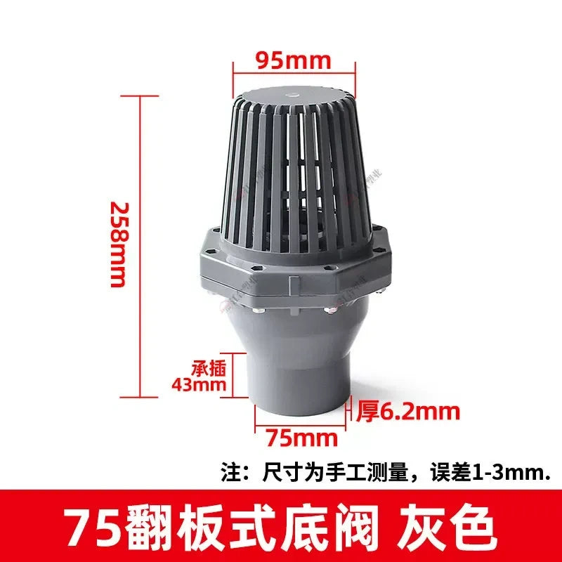 PVC Ball Check Valve, Non Return One Way Valve for Drainage Pipe, Sizes 20/25/32/40/50/63/75/90/110mm