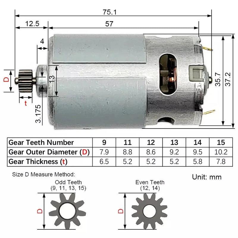 screwdriver dc motor,hz motor rs550ph 18v,18V MOTOR RS550,rs550 motor 12v 9teeth