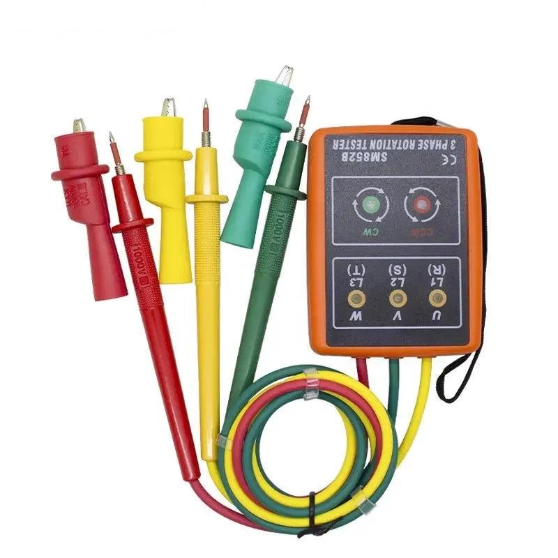 SM852B 3 Phase Rotation Tester Digital Phase Indicator Detector LED Buzzer Phase Sequence Meter Voltage Tester 60V~600V AC
