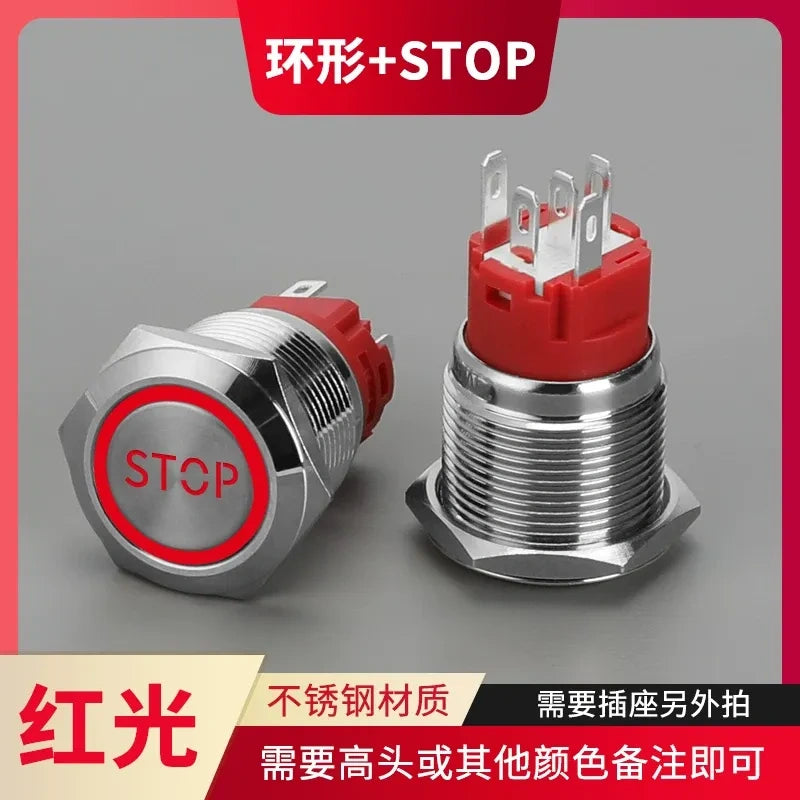 IP66 Waterproof LED Metal Push Button Switch, Latching / Momentary, Start Stop Power Button, 16mm 19mm 22mm, Custom Symbol