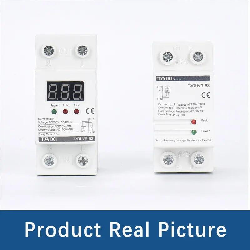 TAIXI- AC230V 40A 63A Din Rail Automatic Reconnect Over /Under Voltage Protecor - electrical center b2c