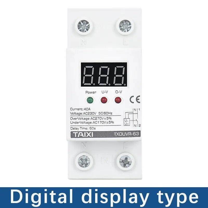 TAIXI- AC230V 40A 63A Din Rail Automatic Reconnect Over /Under Voltage Protecor - electrical center b2c