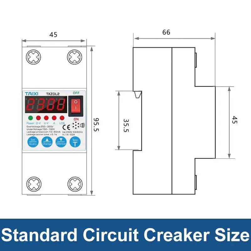 TAIXI- Adjustable1~63A Auto-Recovery Over/Under Voltage Protector - electrical center b2c