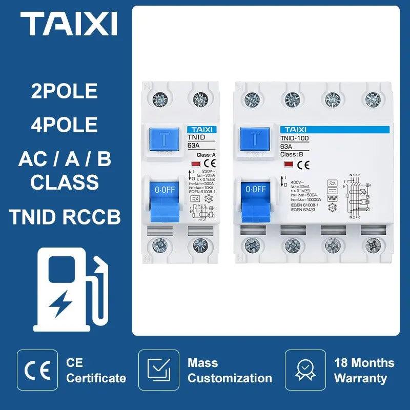TAIXI- Charging Pile Type B/A/AC  2P 4P RCCB Leakage Protector - electrical center b2c