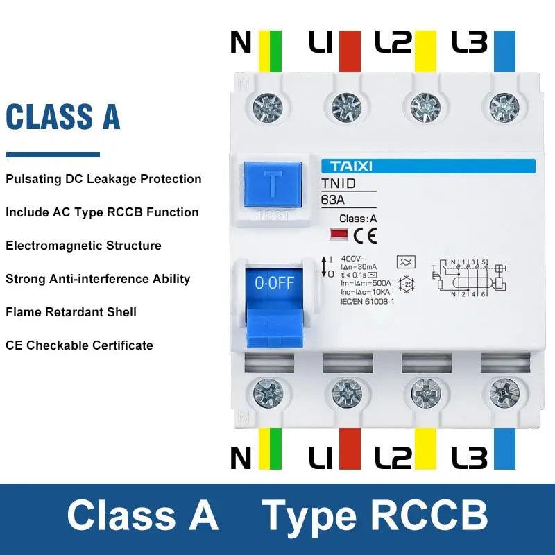 TAIXI- Charging Pile Type B/A/AC  2P 4P RCCB Leakage Protector - electrical center b2c