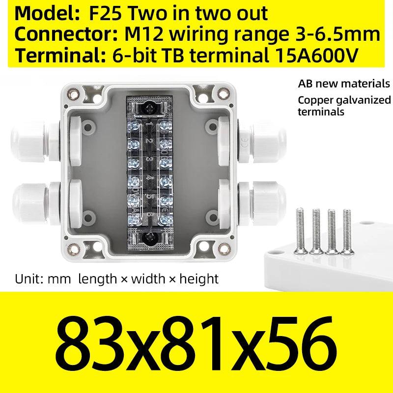Terminal box plastic household monitoring power supply terminal outdoor waterproof threading cable distribution line sealed box