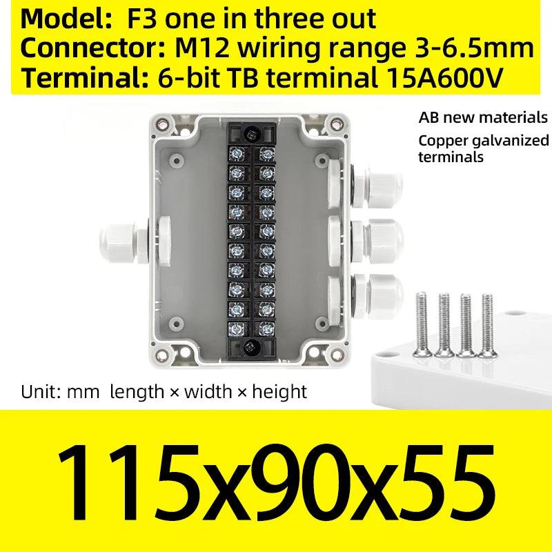 Terminal box plastic household monitoring power supply terminal outdoor waterproof threading cable distribution line sealed box