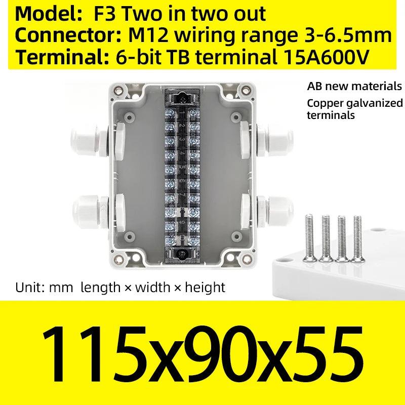 Terminal box plastic household monitoring power supply terminal outdoor waterproof threading cable distribution line sealed box