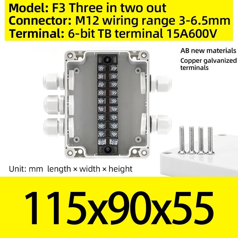 Terminal box plastic household monitoring power supply terminal outdoor waterproof threading cable distribution line sealed box