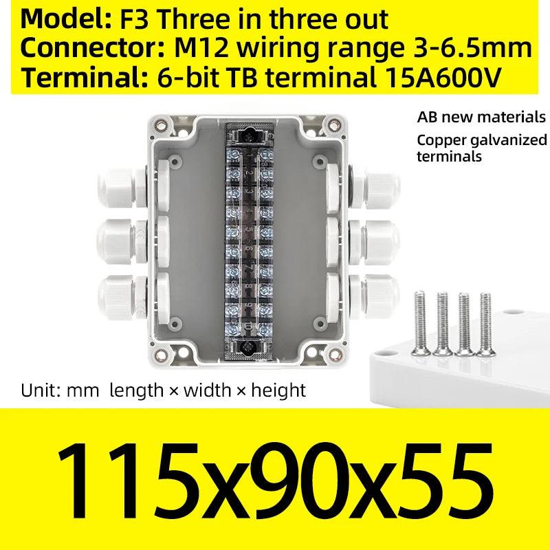 Terminal box plastic household monitoring power supply terminal outdoor waterproof threading cable distribution line sealed box