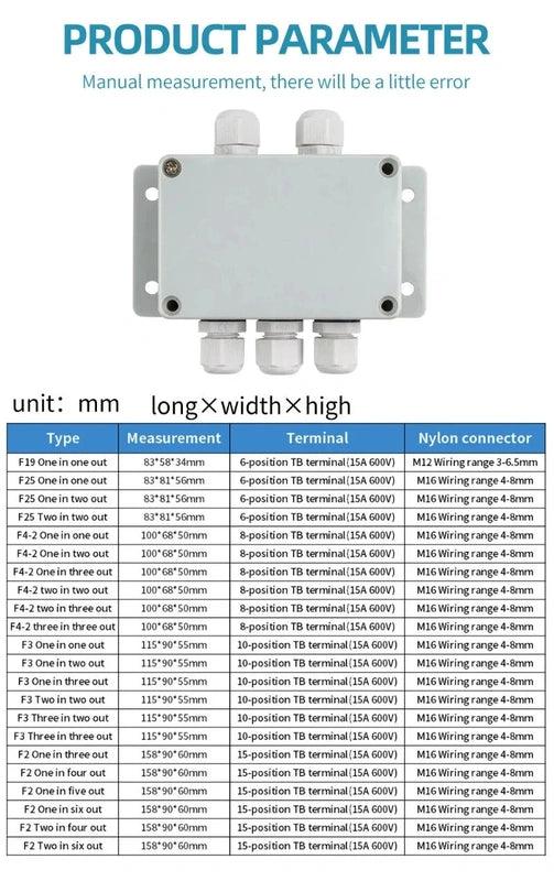 Terminal box plastic household monitoring power supply terminal outdoor waterproof threading cable distribution line sealed box