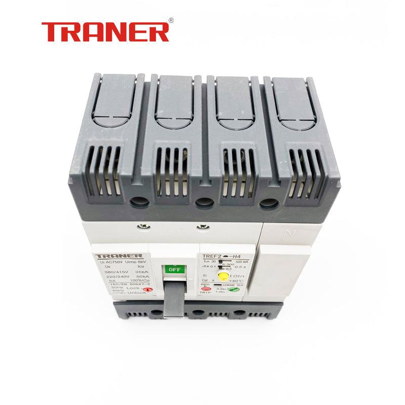 TREF2-125-4P 3 Phase Rcbo Mccb with Rcd 100A 4 Pole 30mA~500mA ,elcb 3 phase,earth leakage circuit breaker price,three phase elcb,3 phase rcbo,type a rcboAdjustable